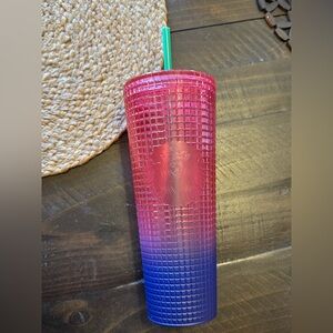 Starbucks Pink to Blue Ombre Studded Tumbler with Green Straw